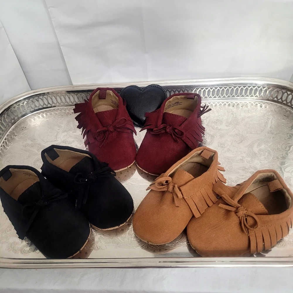 MOCCASINS!!! Three Pairs Of Baby Moccasins From Old Navy. Size18-24M